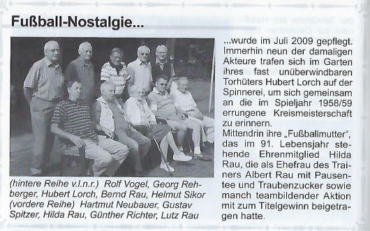 Treffen der 59-er Kreismeister im Jahre 2009 Treffen der 59-er Kreismeister im Jahre 2009